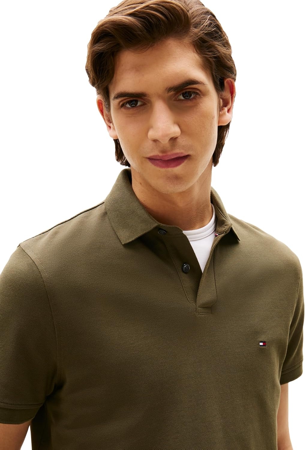 image:imageTommy Hilfiger Mens Short Sleeve Polo Shirts in Regular Fit With Stretch and Organic Pique CottonArmy Green