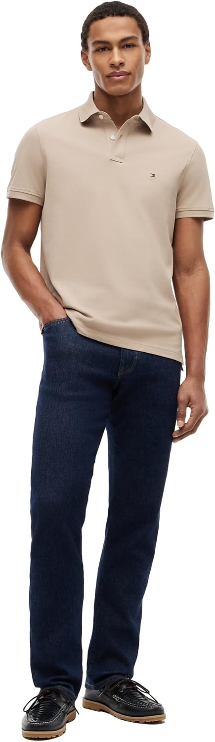 image:imageTommy Hilfiger Mens Short Sleeve Polo Shirts in Regular Fit With Stretch and Organic Pique CottonBatique Khaki