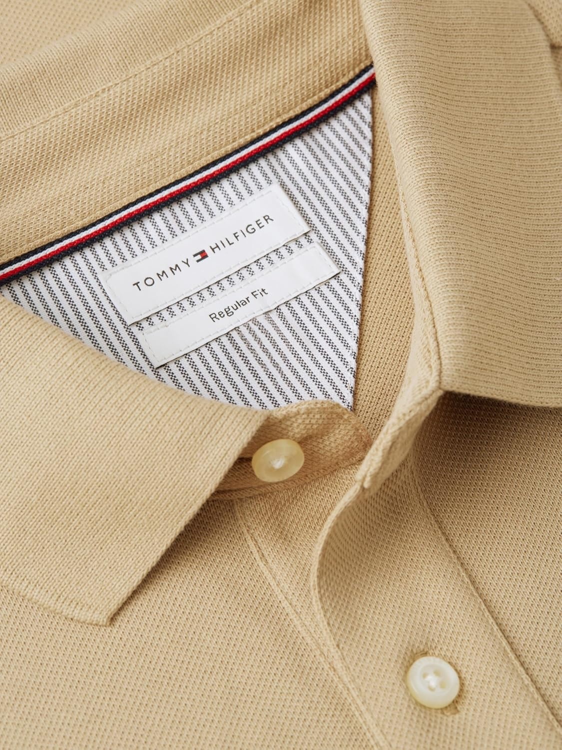 image:imageTommy Hilfiger Mens Short Sleeve Polo Shirts in Regular Fit With Stretch and Organic Pique CottonBatique Khaki