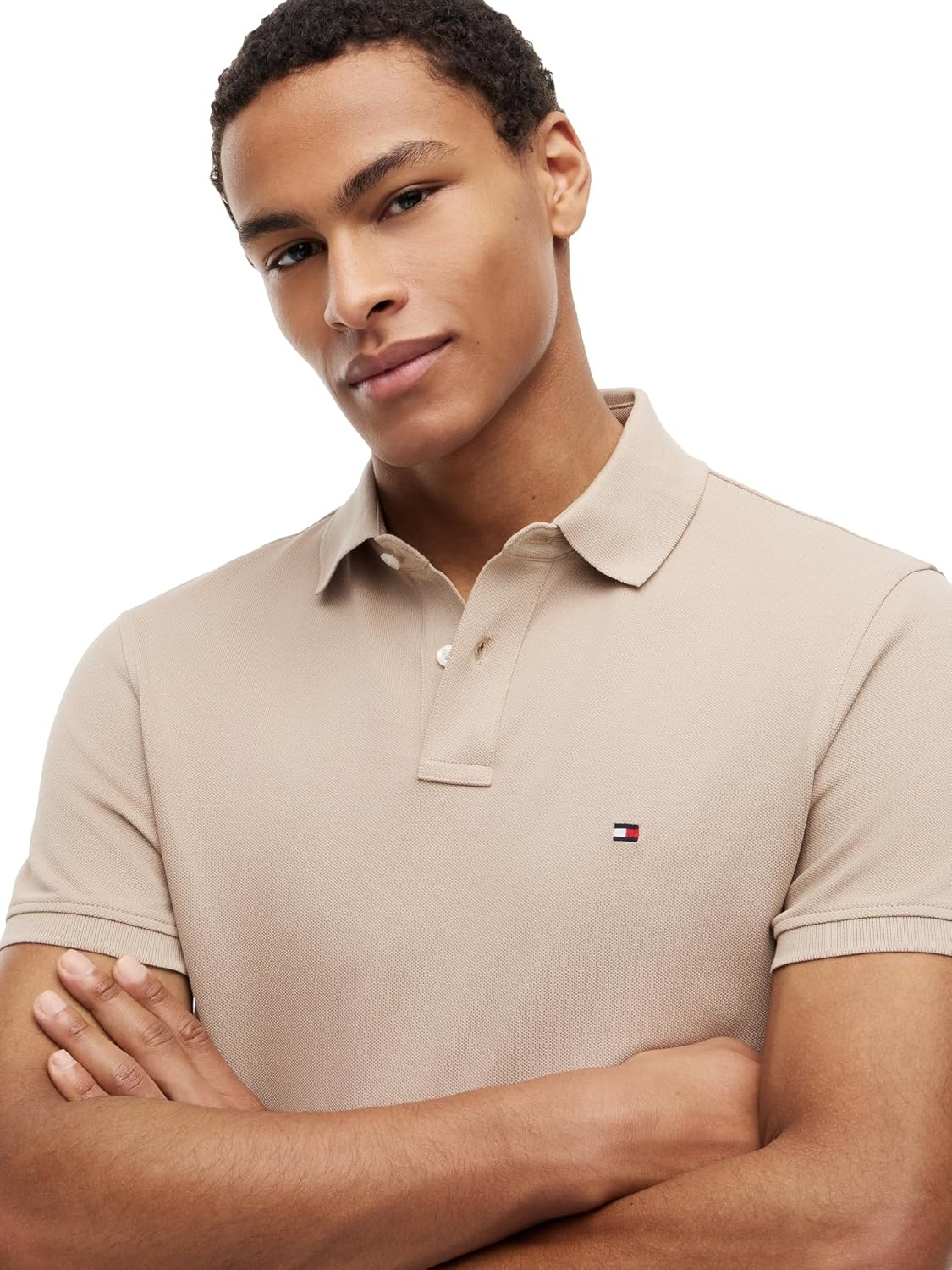 image:imageTommy Hilfiger Mens Short Sleeve Polo Shirts in Regular Fit With Stretch and Organic Pique CottonBatique Khaki