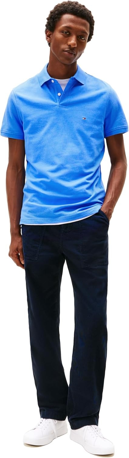 image:imageTommy Hilfiger Mens Short Sleeve Polo Shirts in Regular Fit With Stretch and Organic Pique CottonBlue Spell