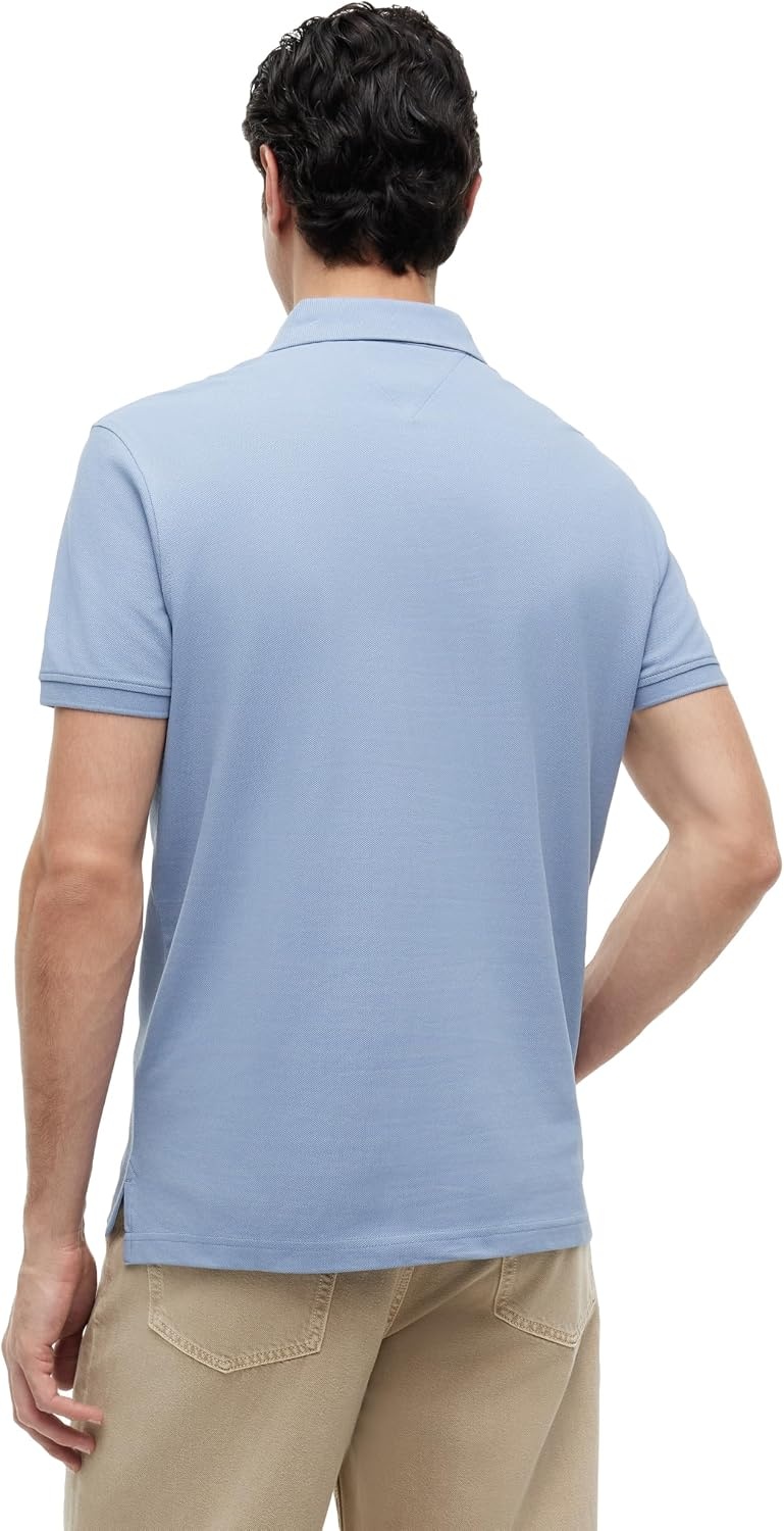image:imageTommy Hilfiger Mens Short Sleeve Polo Shirts in Regular Fit With Stretch and Organic Pique CottonBrisk Blue