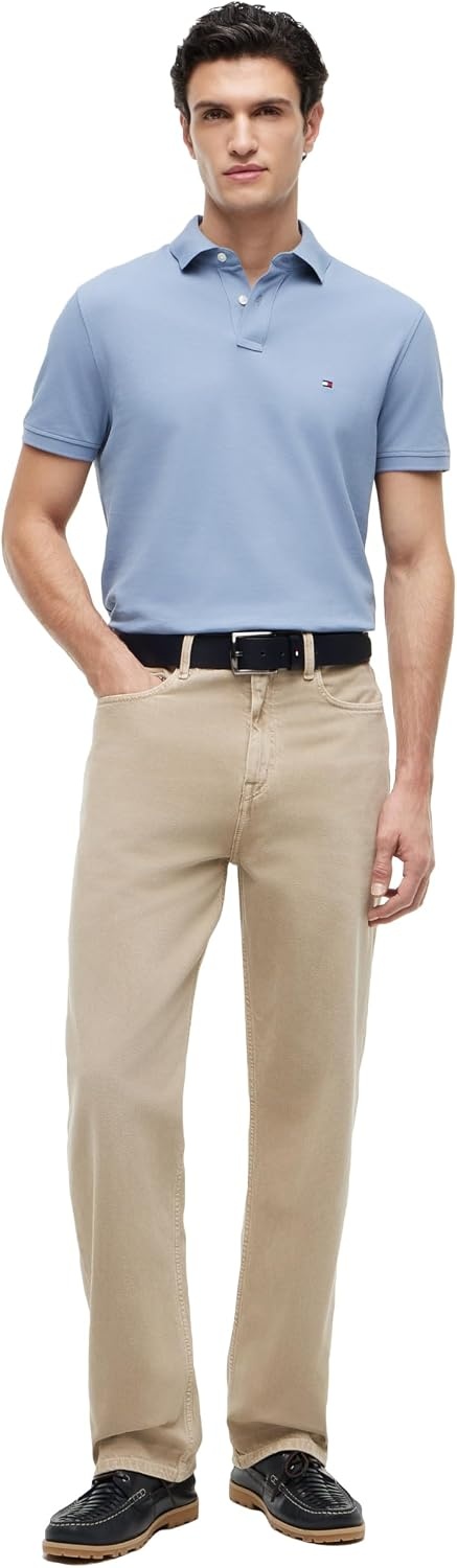 image:imageTommy Hilfiger Mens Short Sleeve Polo Shirts in Regular Fit With Stretch and Organic Pique CottonBrisk Blue