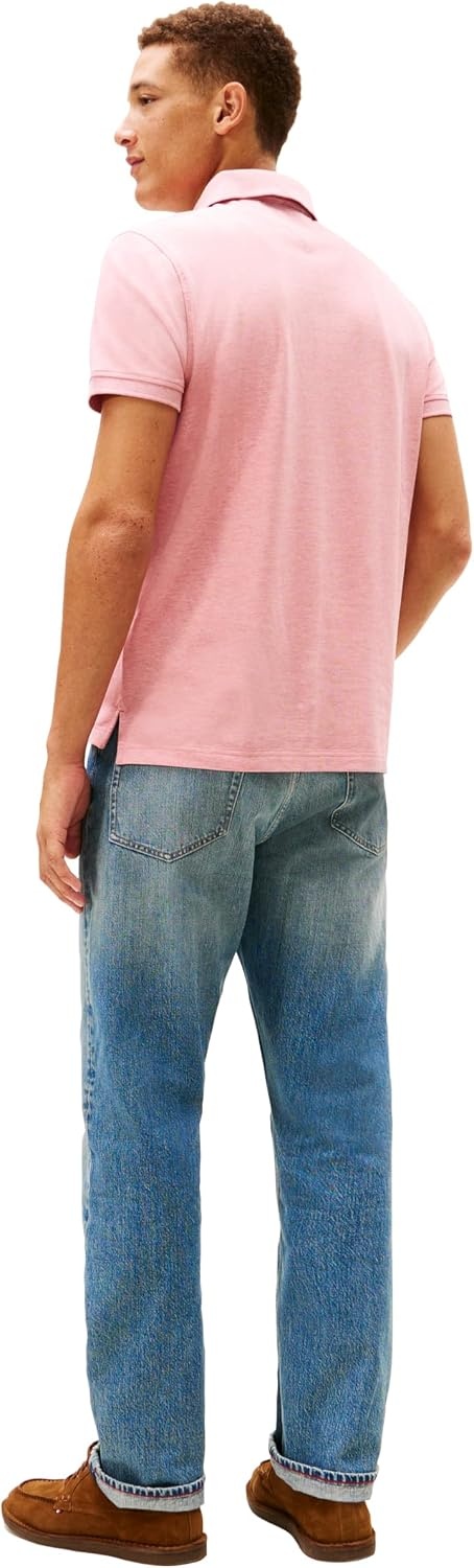 image:imageTommy Hilfiger Mens Short Sleeve Polo Shirts in Regular Fit With Stretch and Organic Pique CottonCamelia Blush Heather