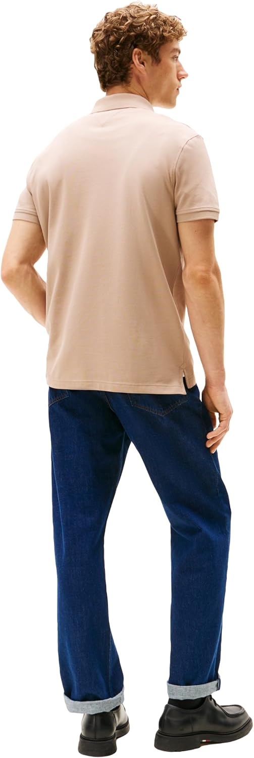 image:imageTommy Hilfiger Mens Short Sleeve Polo Shirts in Regular Fit With Stretch and Organic Pique CottonCoastal Taupe
