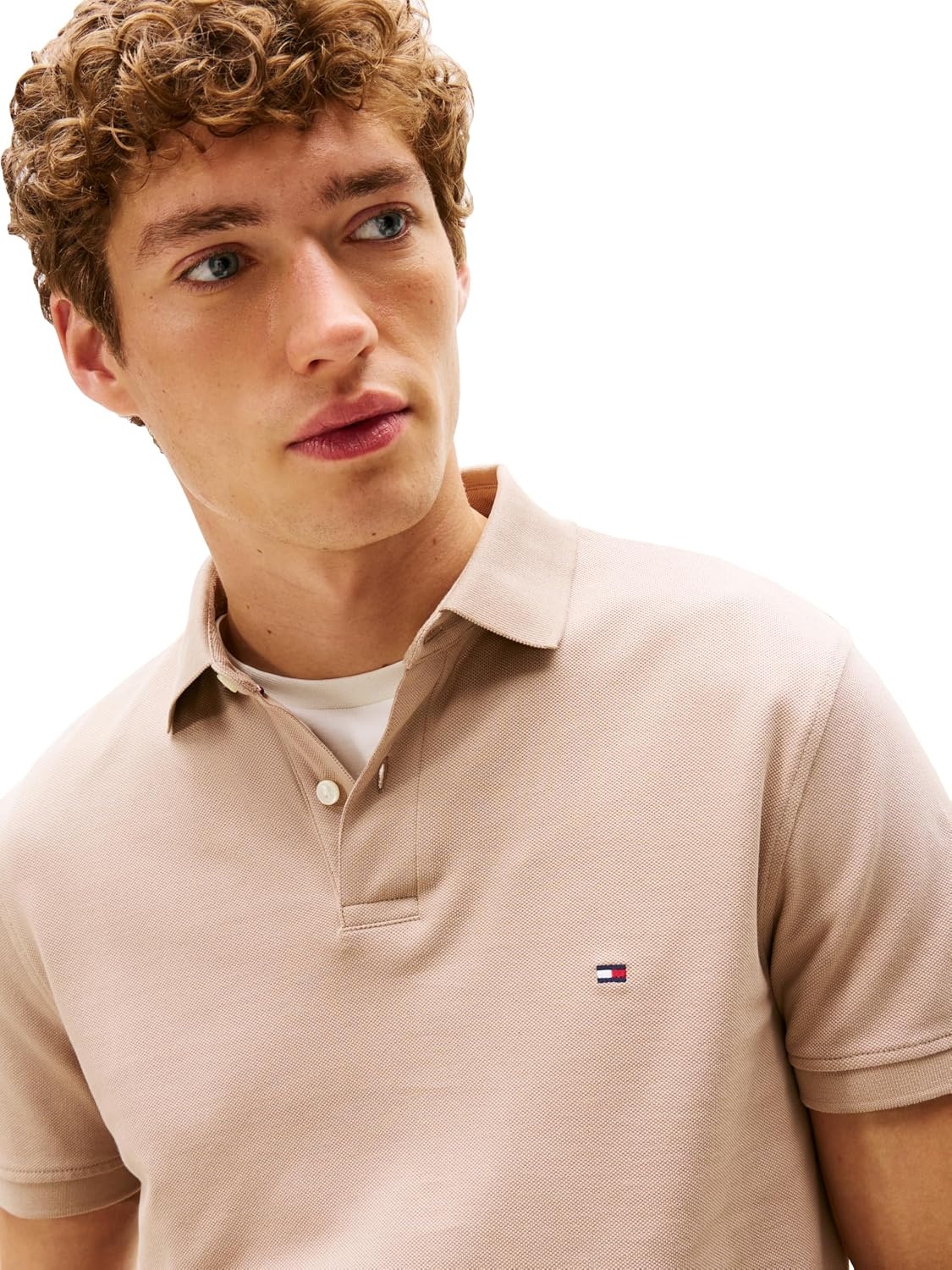 image:imageTommy Hilfiger Mens Short Sleeve Polo Shirts in Regular Fit With Stretch and Organic Pique CottonCoastal Taupe