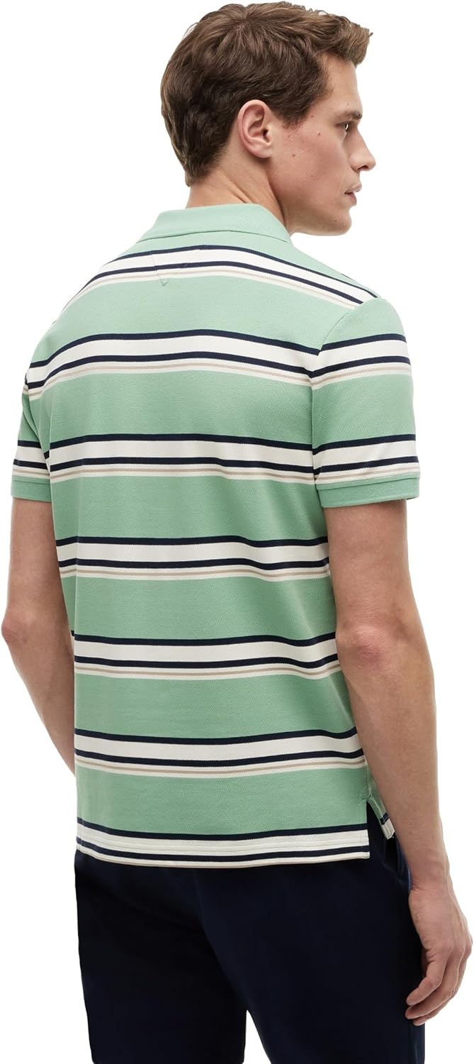 image:imageTommy Hilfiger Mens Short Sleeve Polo Shirts in Regular Fit With Stretch and Organic Pique CottonCut Grass Multi