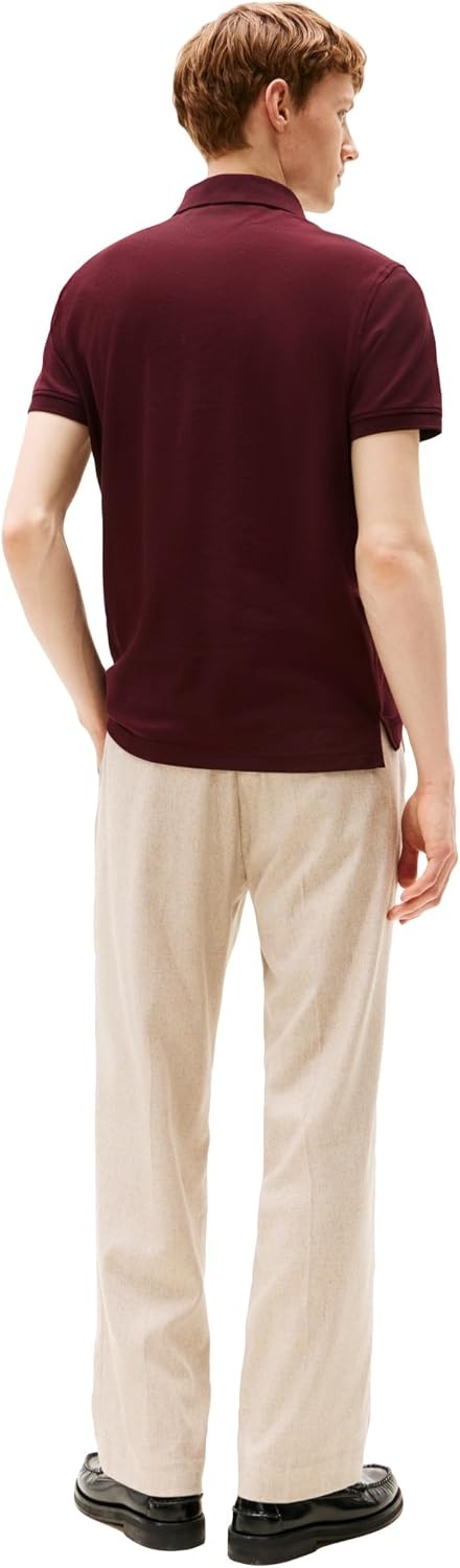 image:imageTommy Hilfiger Mens Short Sleeve Polo Shirts in Regular Fit With Stretch and Organic Pique CottonDeep Burgundy