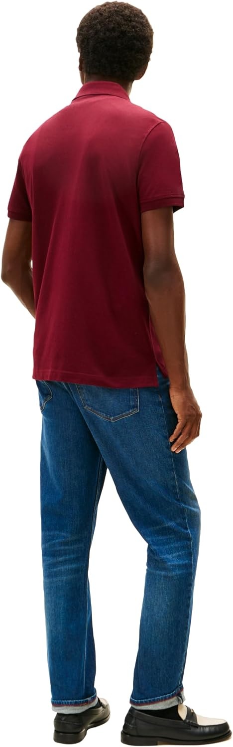 image:imageTommy Hilfiger Mens Short Sleeve Polo Shirts in Regular Fit With Stretch and Organic Pique CottonDeep Rouge