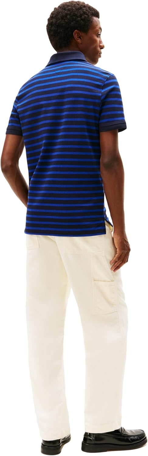 image:imageTommy Hilfiger Mens Short Sleeve Polo Shirts in Regular Fit With Stretch and Organic Pique CottonDesert Sky Wedge Blue