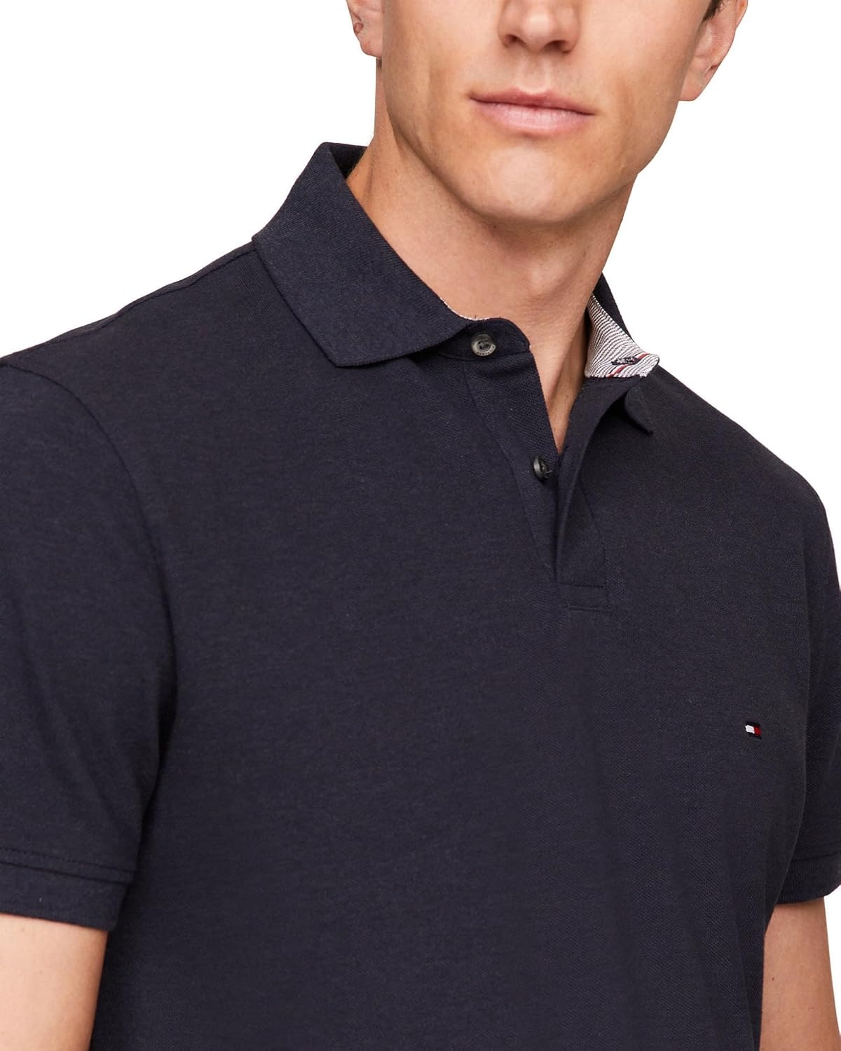 image:imageTommy Hilfiger Mens Short Sleeve Polo Shirts in Regular Fit With Stretch and Organic Pique CottonDesert Sky Heather