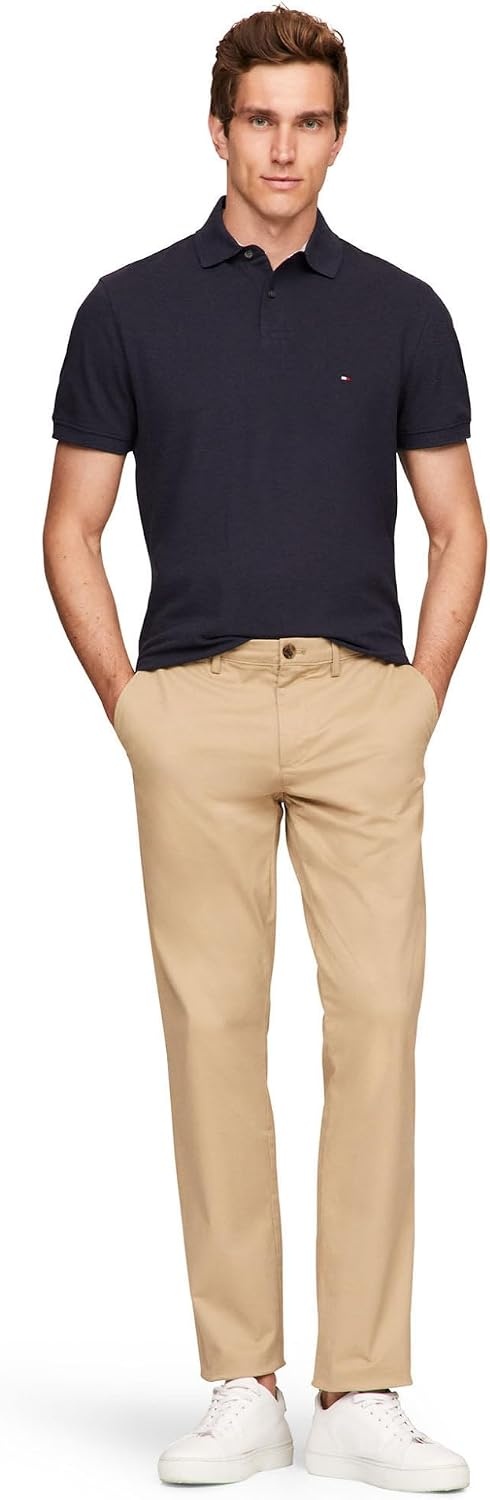 image:imageTommy Hilfiger Mens Short Sleeve Polo Shirts in Regular Fit With Stretch and Organic Pique CottonDesert Sky Heather