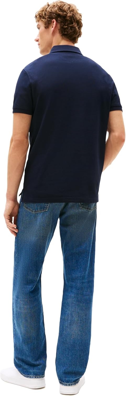 image:imageTommy Hilfiger Mens Short Sleeve Polo Shirts in Regular Fit With Stretch and Organic Pique CottonDesert Sky Solid