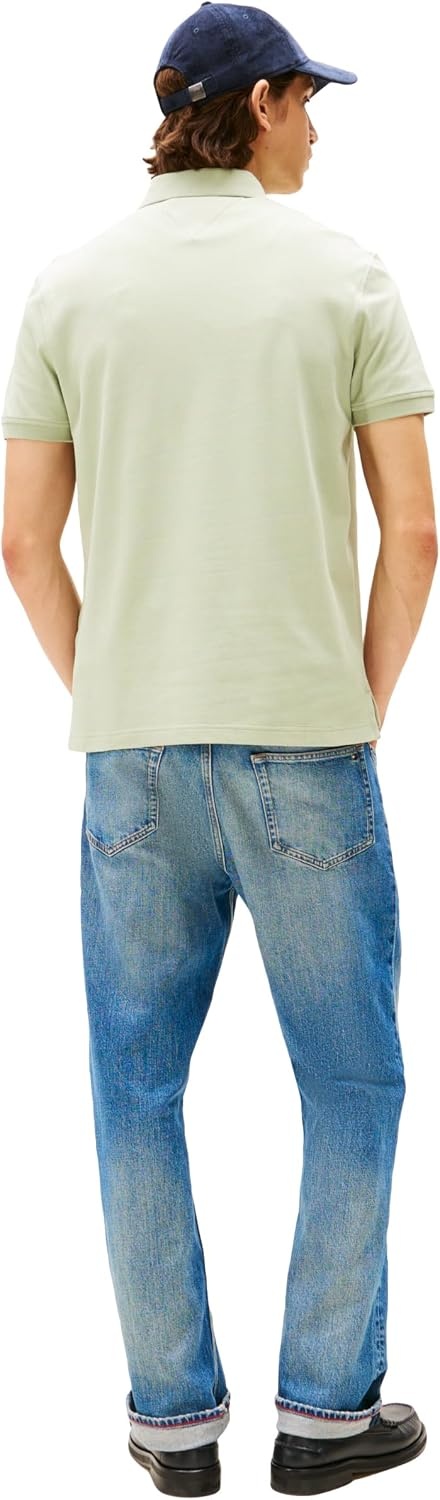 image:imageTommy Hilfiger Mens Short Sleeve Polo Shirts in Regular Fit With Stretch and Organic Pique CottonEarth Sage