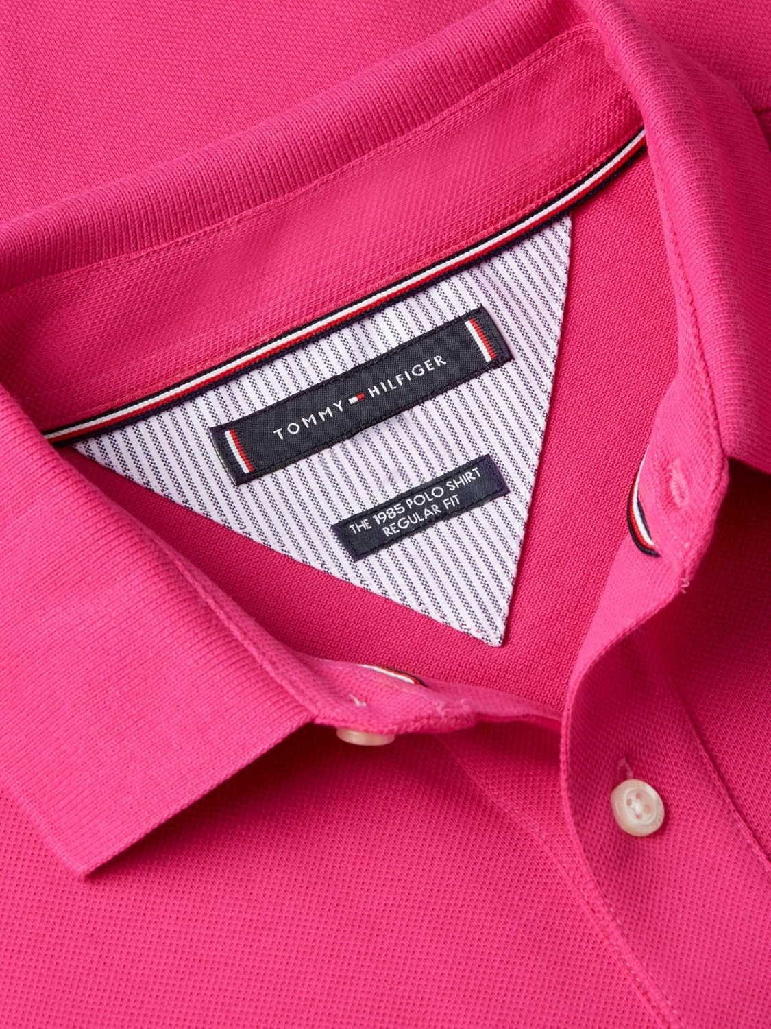 image:imageTommy Hilfiger Mens Short Sleeve Polo Shirts in Regular Fit With Stretch and Organic Pique CottonEccentric Magenta