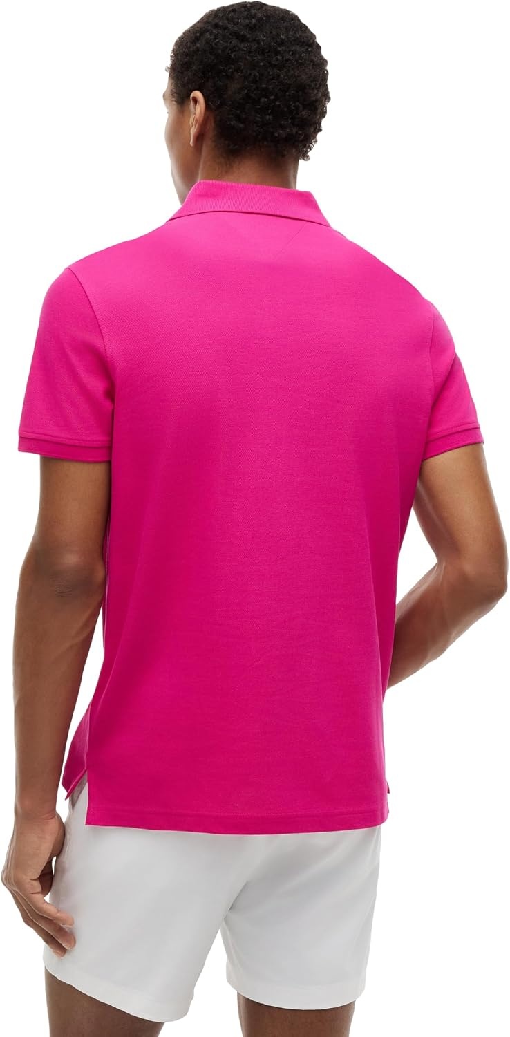 image:imageTommy Hilfiger Mens Short Sleeve Polo Shirts in Regular Fit With Stretch and Organic Pique CottonEccentric Magenta