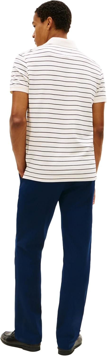 image:imageTommy Hilfiger Mens Short Sleeve Polo Shirts in Regular Fit With Stretch and Organic Pique CottonIvory Petal Black