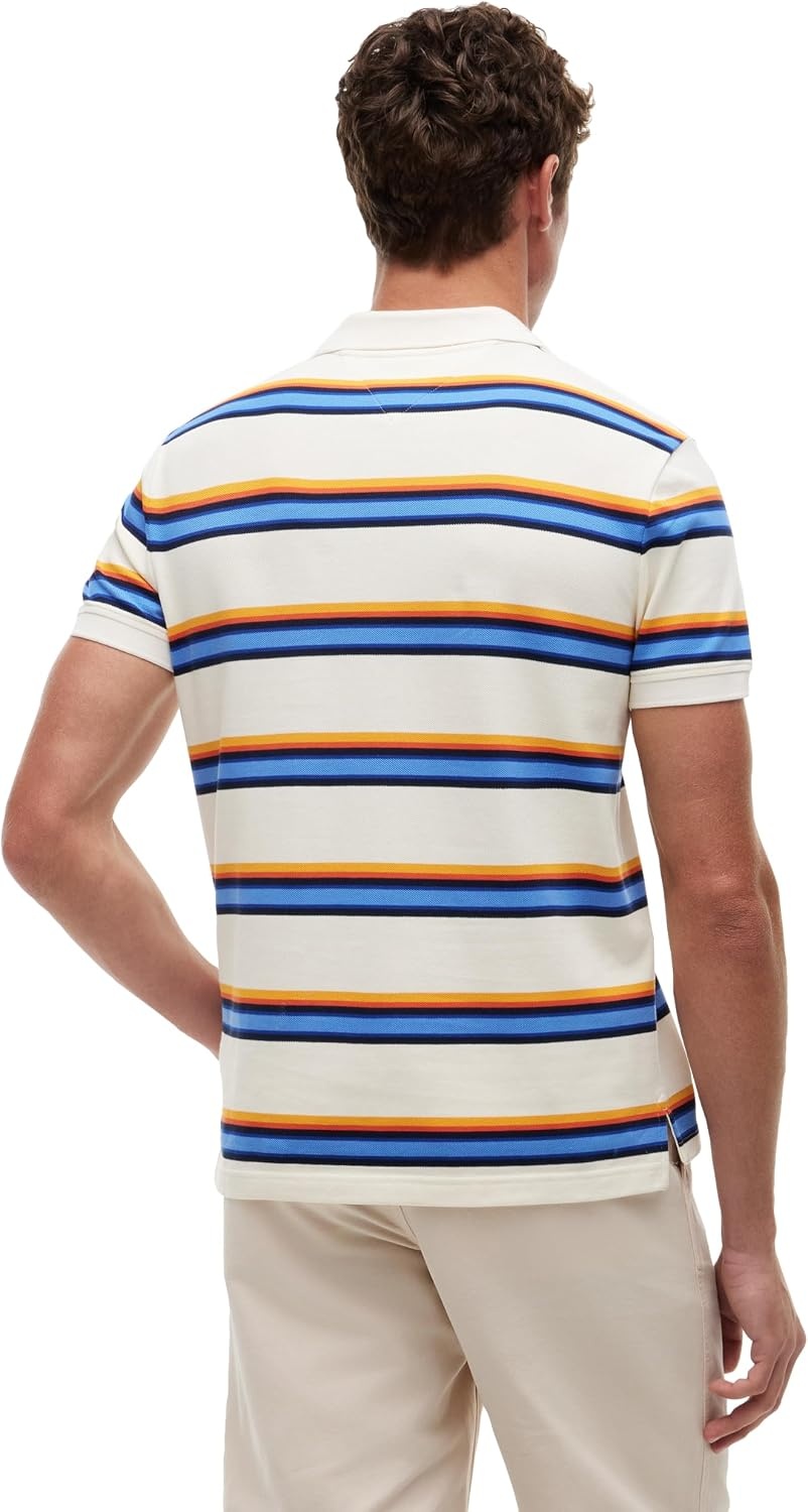 image:imageTommy Hilfiger Mens Short Sleeve Polo Shirts in Regular Fit With Stretch and Organic Pique CottonIvory Petal Multi