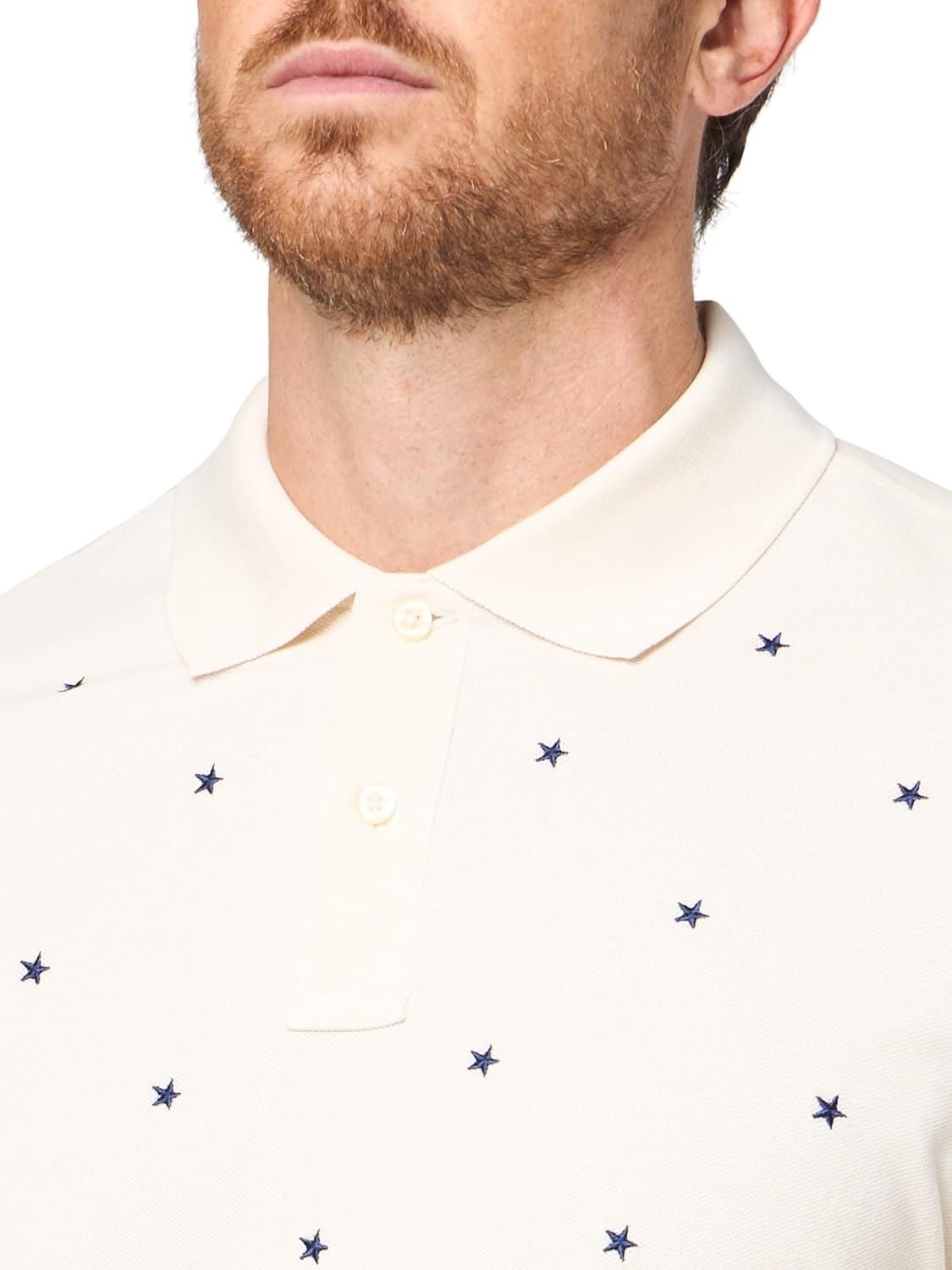 image:imageTommy Hilfiger Mens Short Sleeve Polo Shirts in Regular Fit With Stretch and Organic Pique CottonIvory Petal Star Embroidered