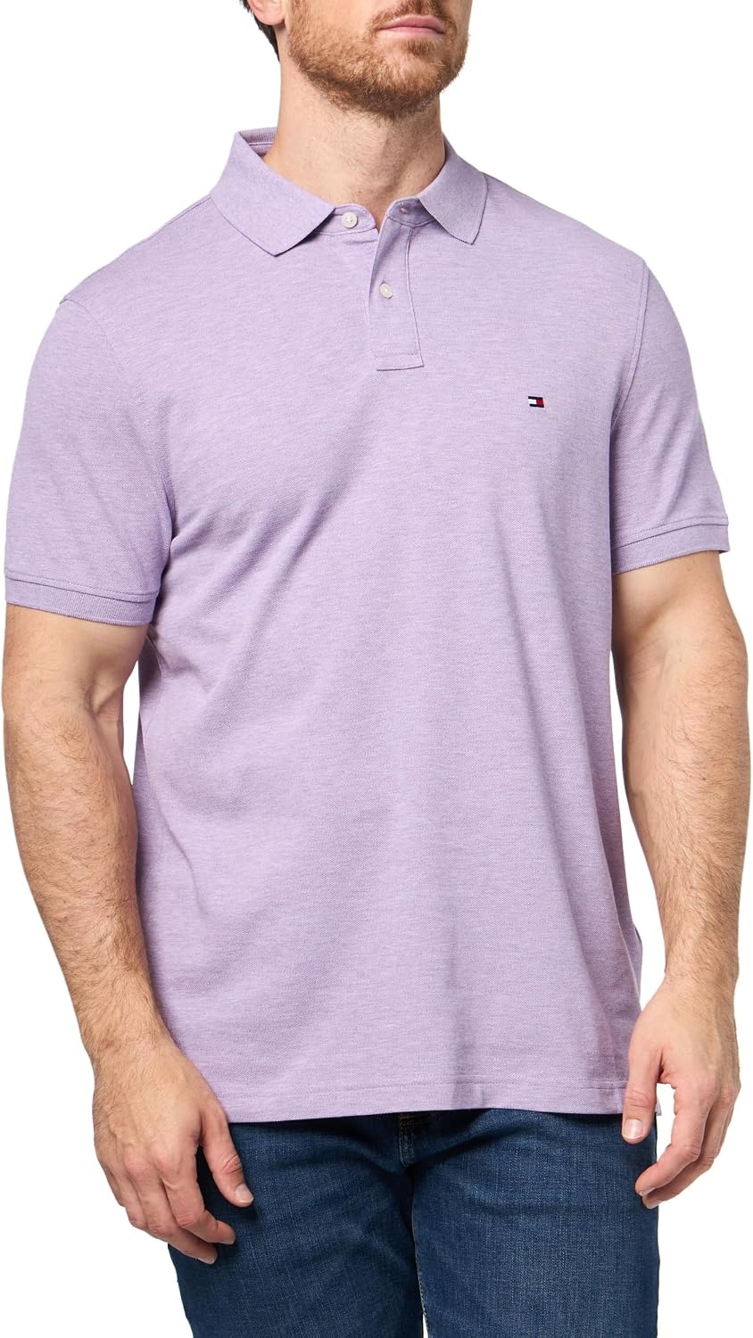 image:imageTommy Hilfiger Mens Short Sleeve Polo Shirts in Regular Fit With Stretch and Organic Pique CottonLavender Heather