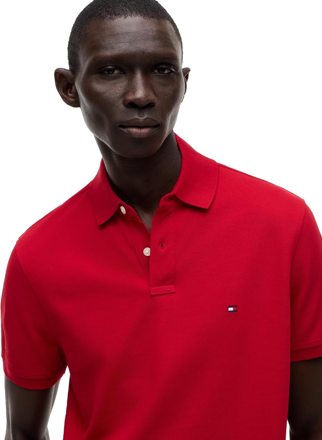 image:imageTommy Hilfiger Mens Short Sleeve Polo Shirts in Regular Fit With Stretch and Organic Pique CottonMedium Red