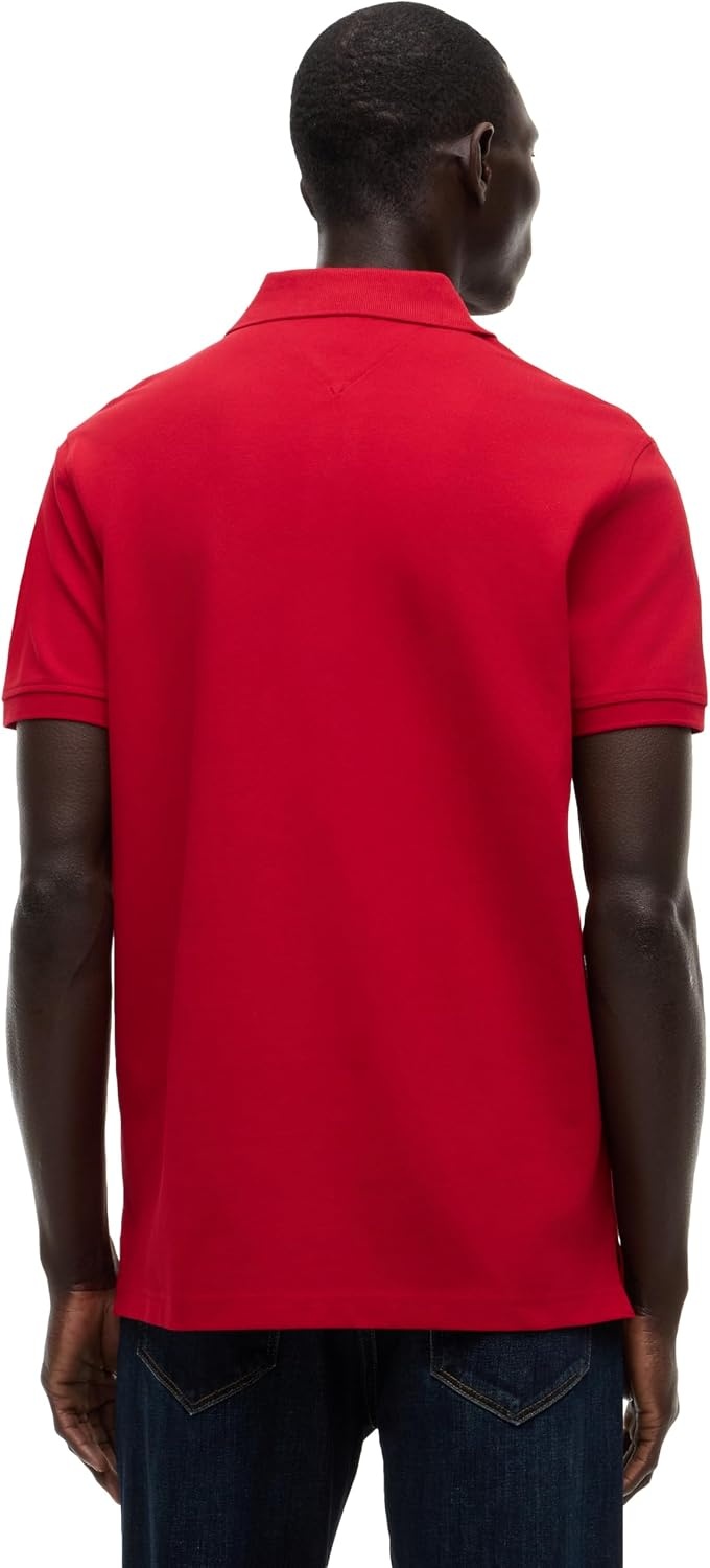 image:imageTommy Hilfiger Mens Short Sleeve Polo Shirts in Regular Fit With Stretch and Organic Pique CottonMedium Red
