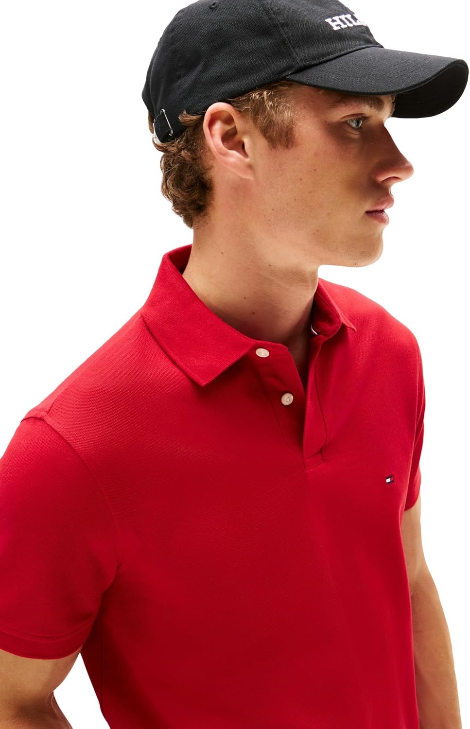 image:imageTommy Hilfiger Mens Short Sleeve Polo Shirts in Regular Fit With Stretch and Organic Pique CottonMedium Red