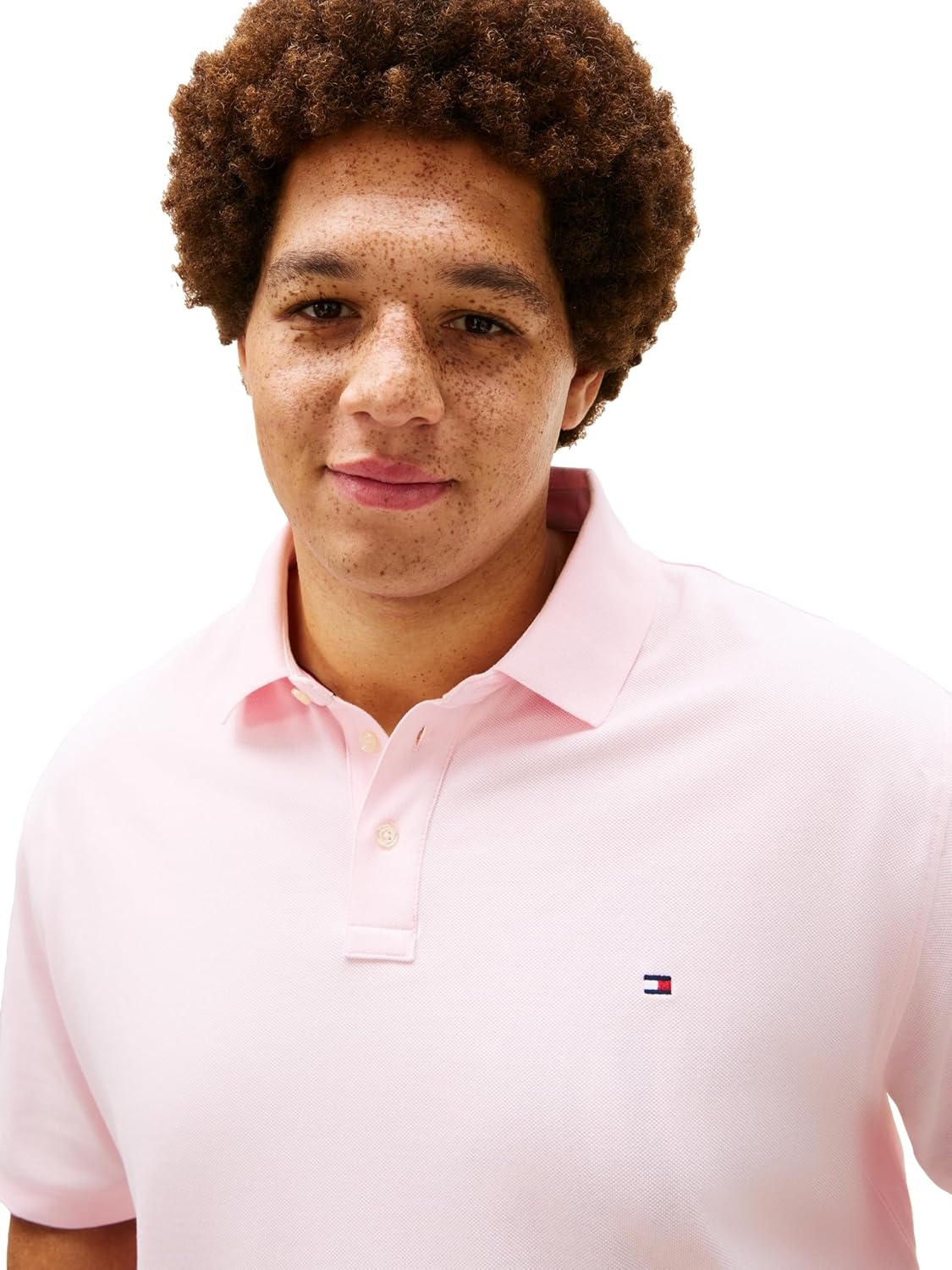 image:imageTommy Hilfiger Mens Short Sleeve Polo Shirts in Regular Fit With Stretch and Organic Pique CottonPink Lily