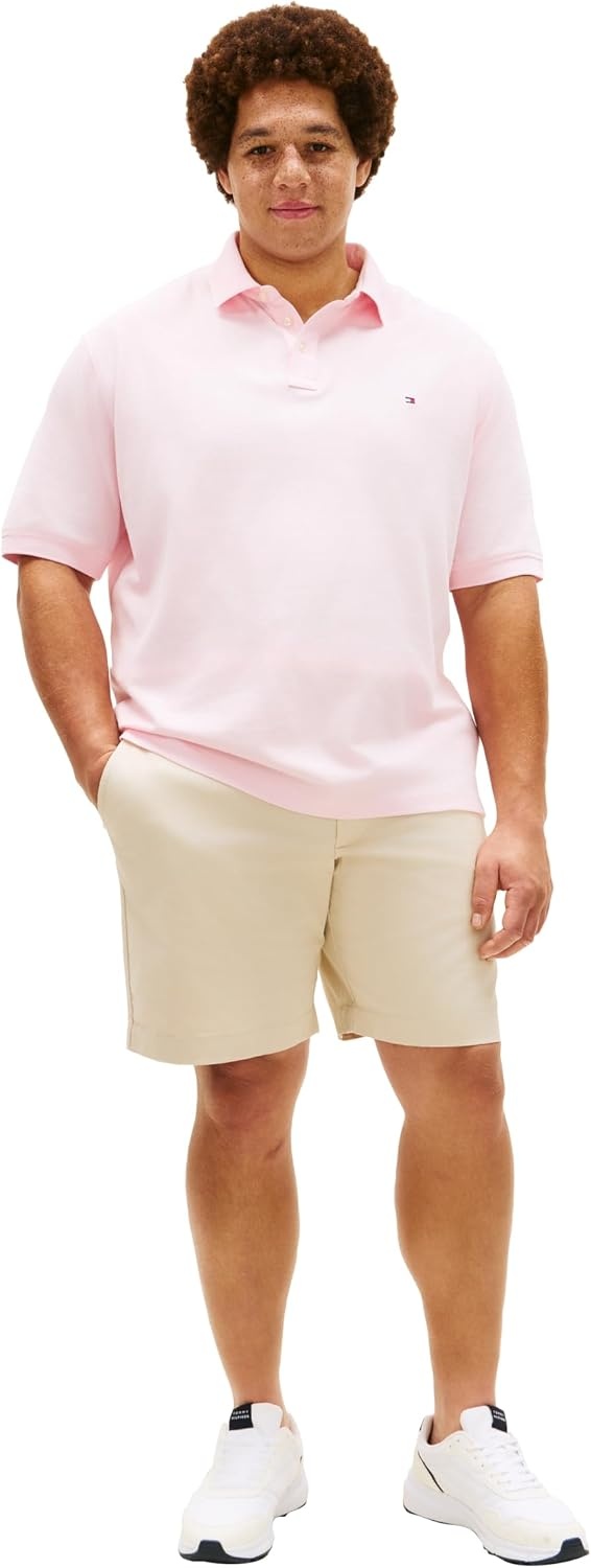 image:imageTommy Hilfiger Mens Short Sleeve Polo Shirts in Regular Fit With Stretch and Organic Pique CottonPink Lily