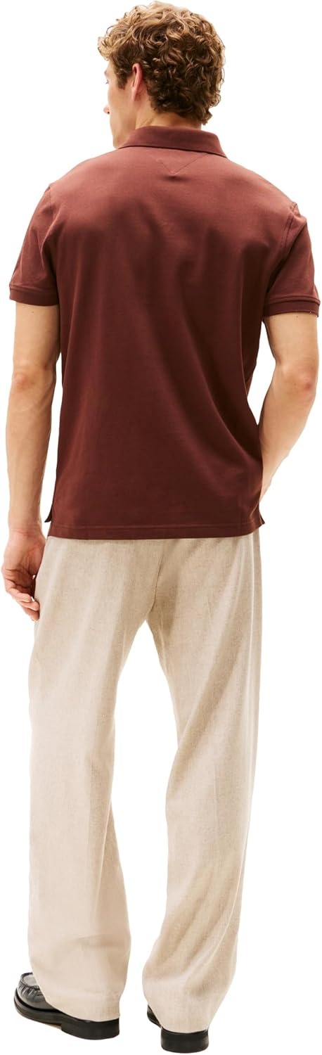 image:imageTommy Hilfiger Mens Short Sleeve Polo Shirts in Regular Fit With Stretch and Organic Pique CottonPure Brown