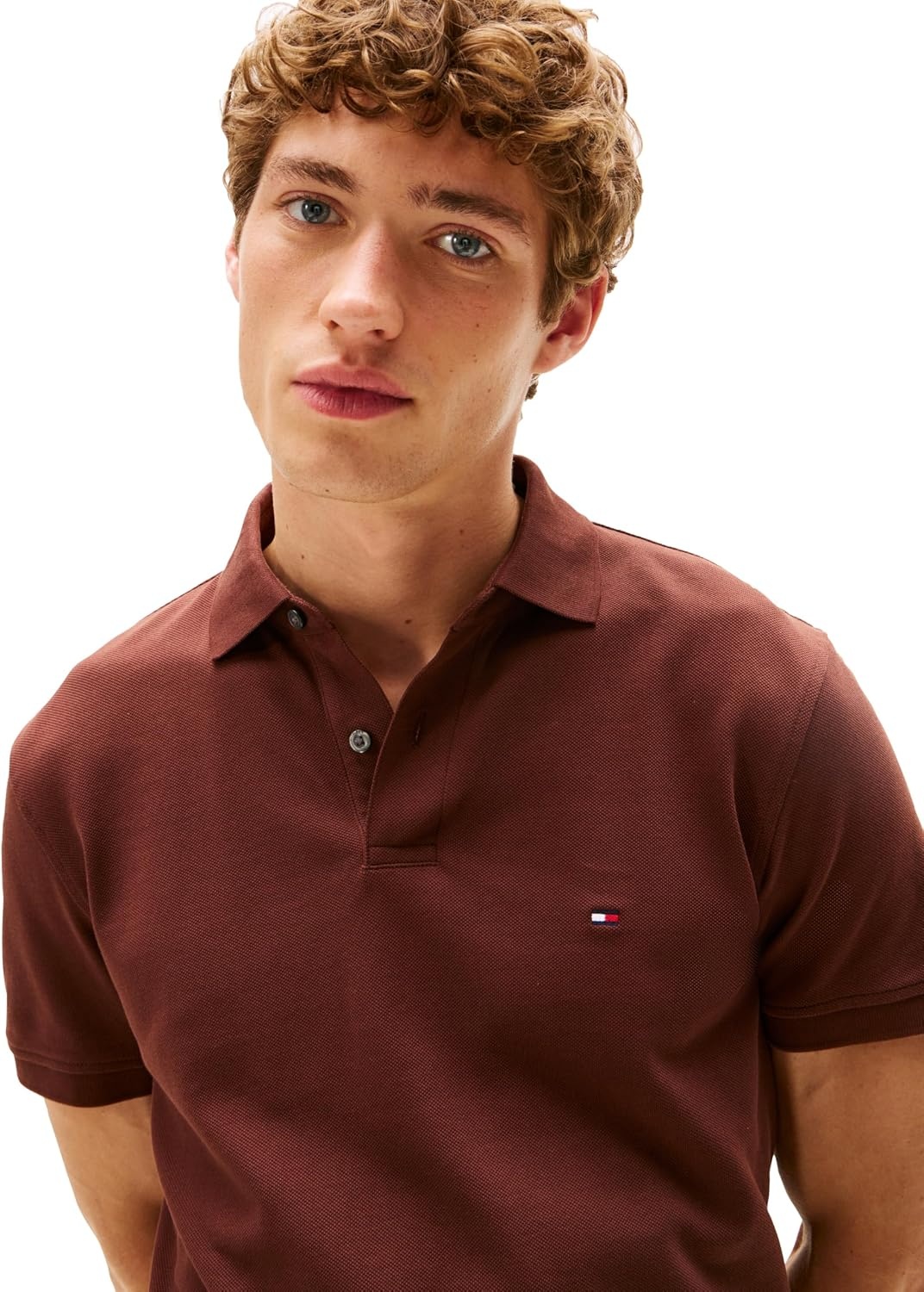 image:imageTommy Hilfiger Mens Short Sleeve Polo Shirts in Regular Fit With Stretch and Organic Pique CottonPure Brown
