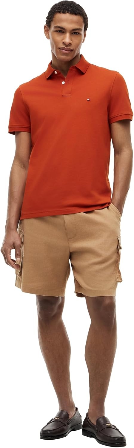 image:imageTommy Hilfiger Mens Short Sleeve Polo Shirts in Regular Fit With Stretch and Organic Pique CottonRusty Ochre