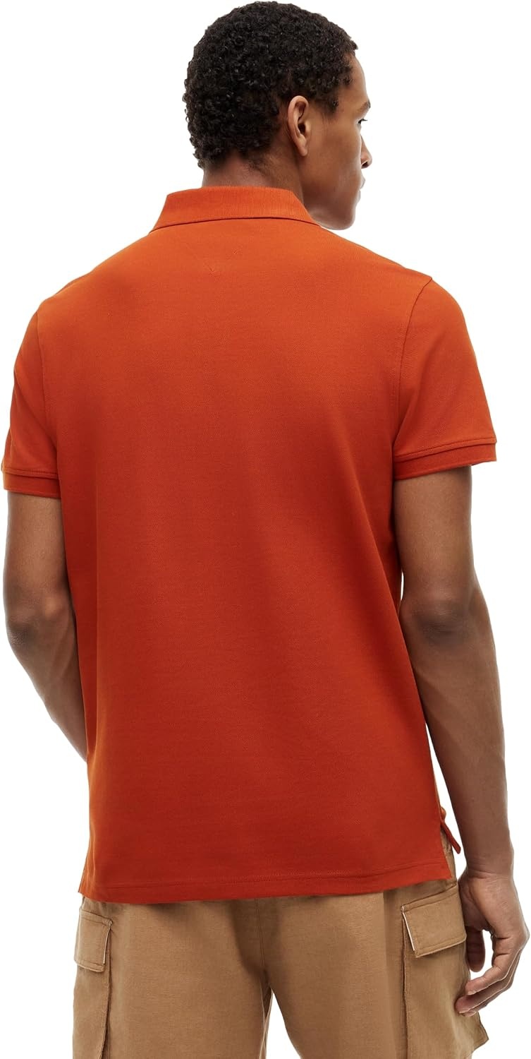 image:imageTommy Hilfiger Mens Short Sleeve Polo Shirts in Regular Fit With Stretch and Organic Pique CottonRusty Ochre