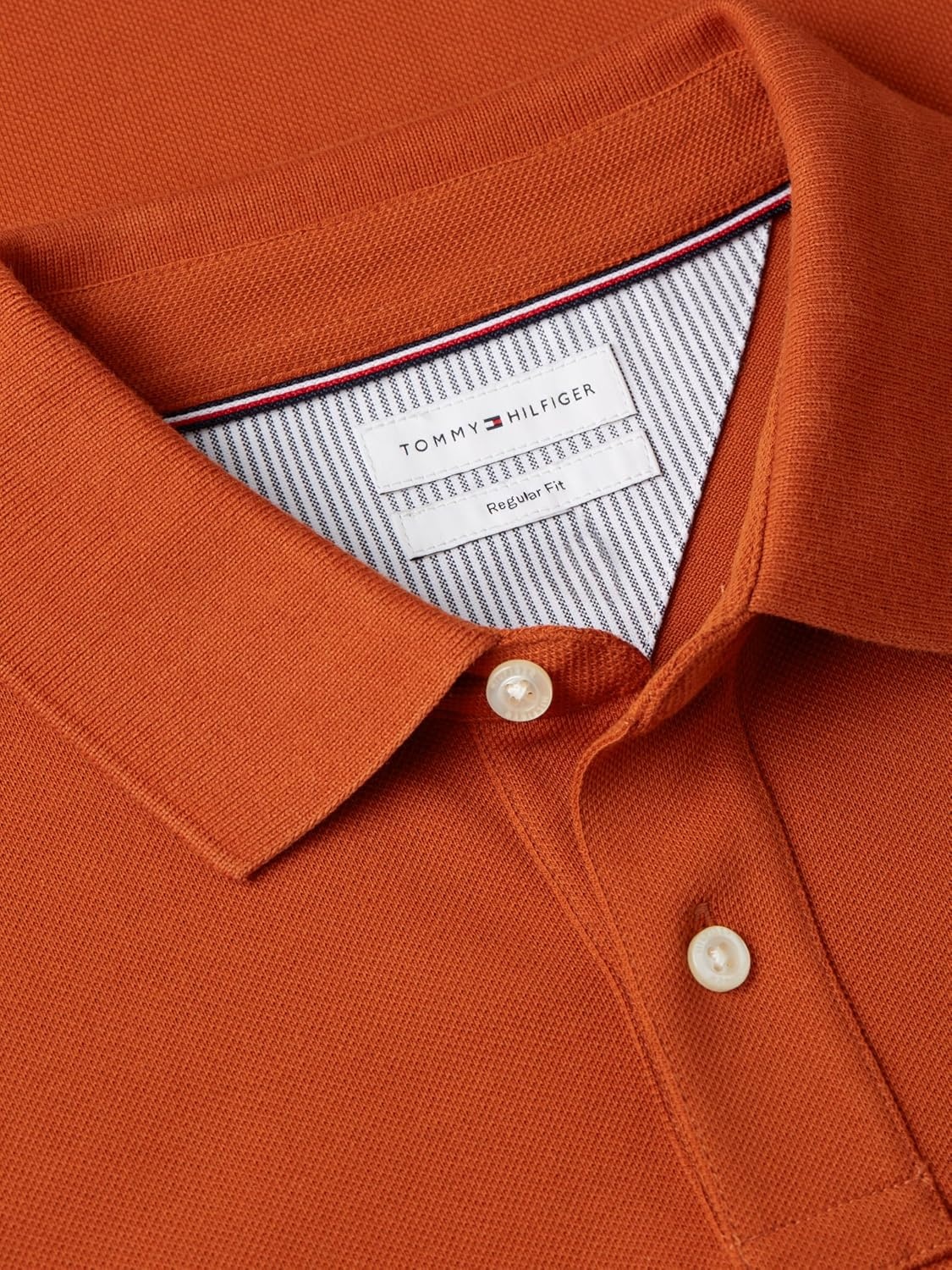 image:imageTommy Hilfiger Mens Short Sleeve Polo Shirts in Regular Fit With Stretch and Organic Pique CottonRusty Ochre