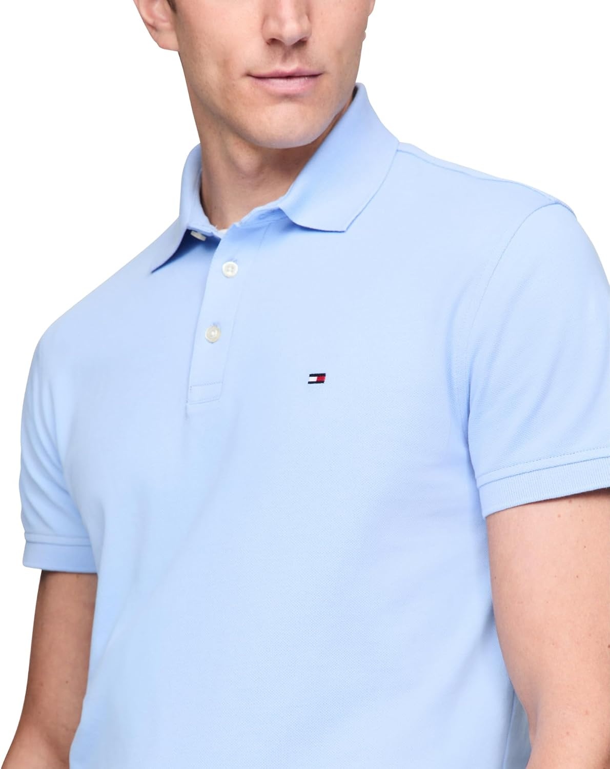 image:imageTommy Hilfiger Mens Short Sleeve Polo Shirts in Regular Fit With Stretch and Organic Pique CottonVessel Blue