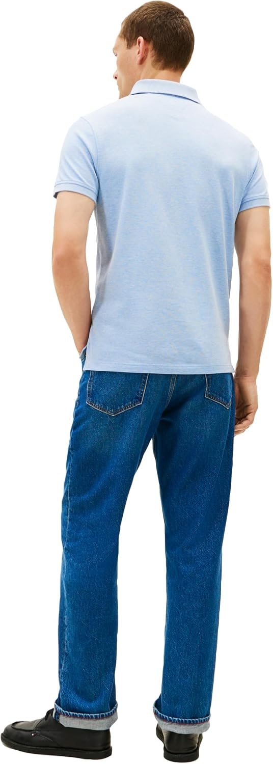 image:imageTommy Hilfiger Mens Short Sleeve Polo Shirts in Regular Fit With Stretch and Organic Pique CottonVessel Blue Heather