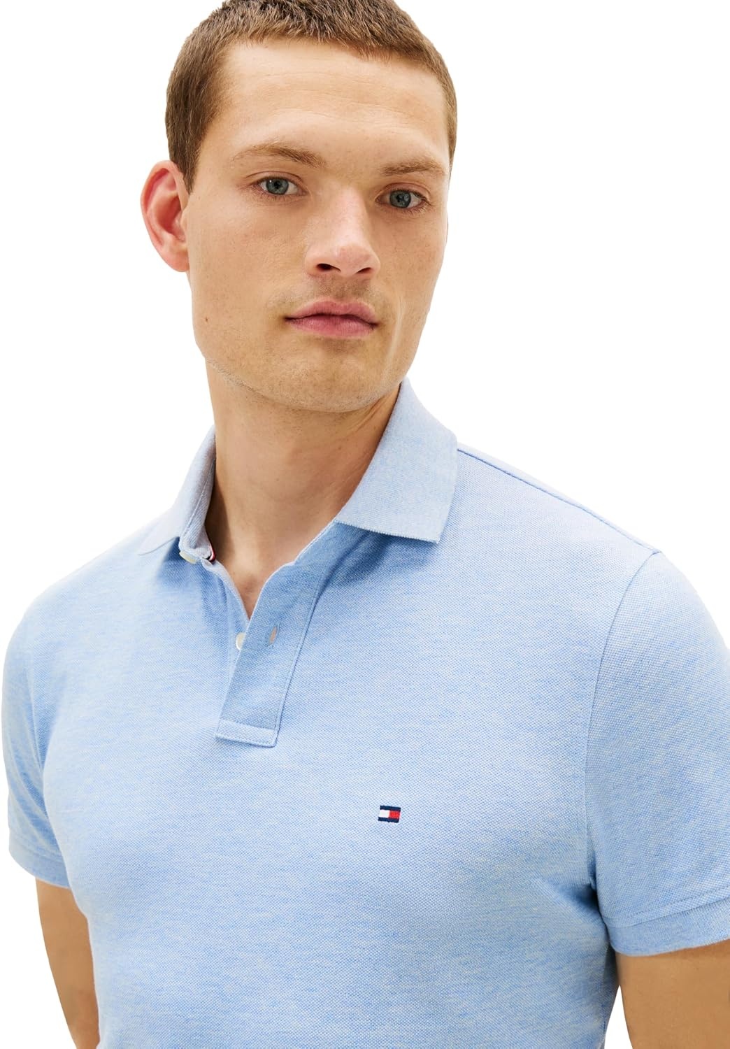 image:imageTommy Hilfiger Mens Short Sleeve Polo Shirts in Regular Fit With Stretch and Organic Pique CottonVessel Blue Heather