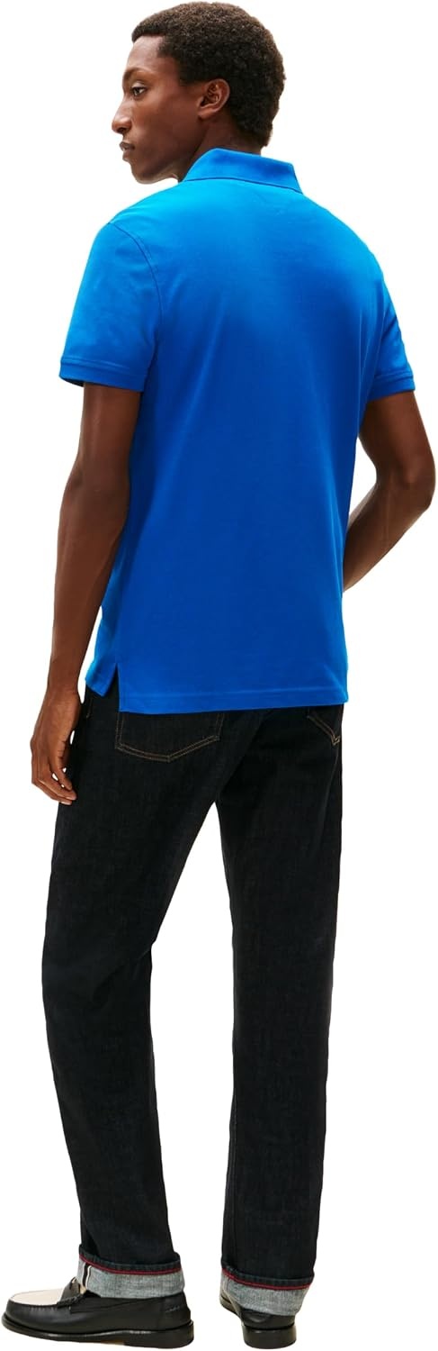 image:imageTommy Hilfiger Mens Short Sleeve Polo Shirts in Regular Fit With Stretch and Organic Pique CottonVibrant Indigo