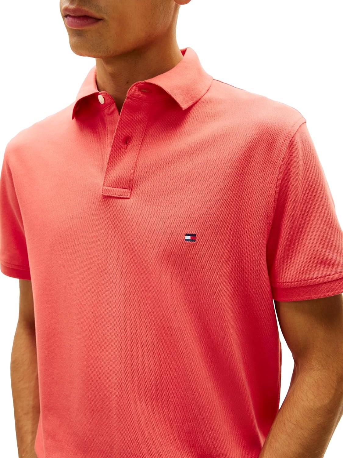 image:imageTommy Hilfiger Mens Short Sleeve Polo Shirts in Regular Fit With Stretch and Organic Pique CottonVintage Red
