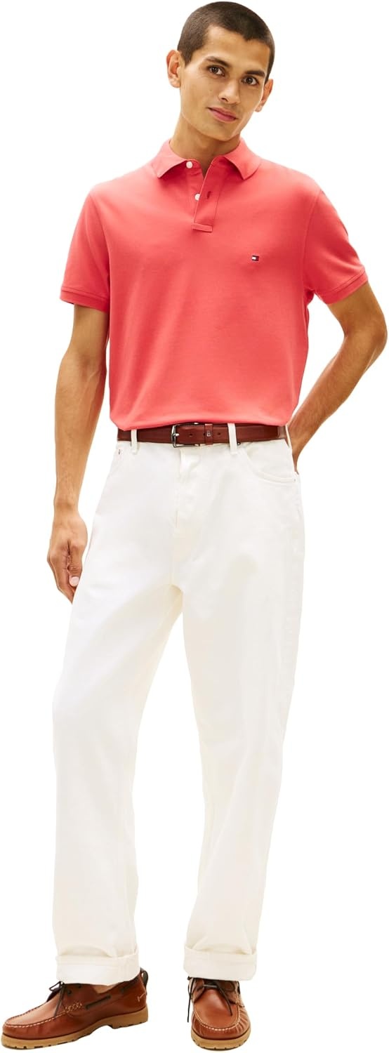 image:imageTommy Hilfiger Mens Short Sleeve Polo Shirts in Regular Fit With Stretch and Organic Pique CottonVintage Red