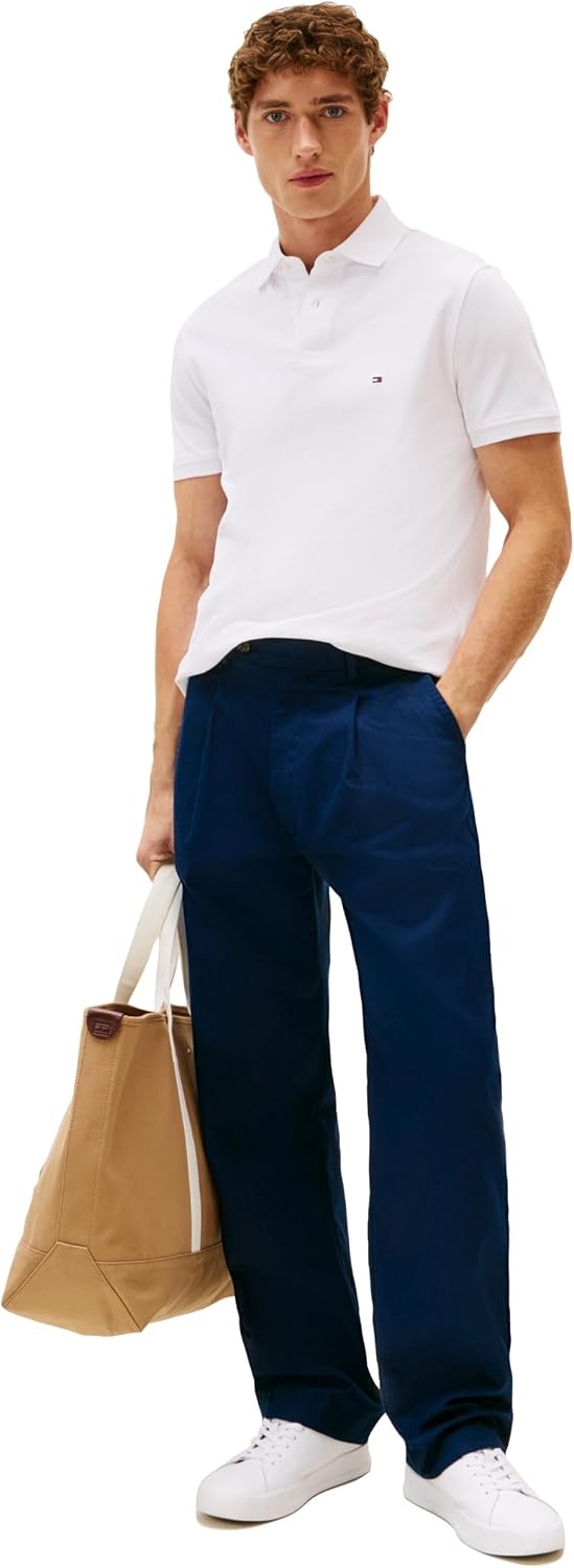 image:imageTommy Hilfiger Mens Short Sleeve Polo Shirts in Regular Fit With Stretch and Organic Pique CottonWhite