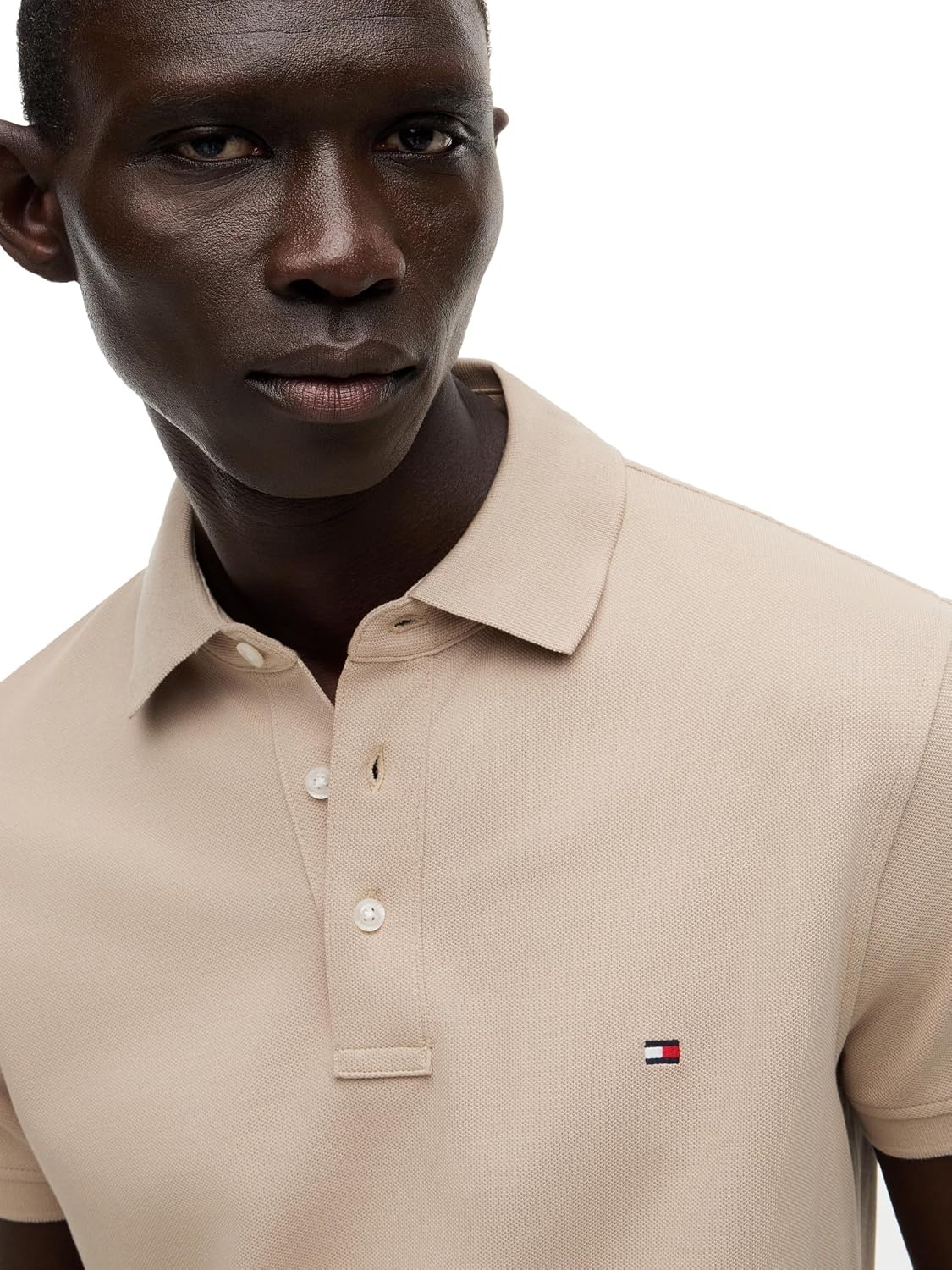 image:imageTommy Hilfiger Mens Short Sleeve Polo Shirts in Slim Fit with Stretch and Organic Pique CottonBatique Khaki