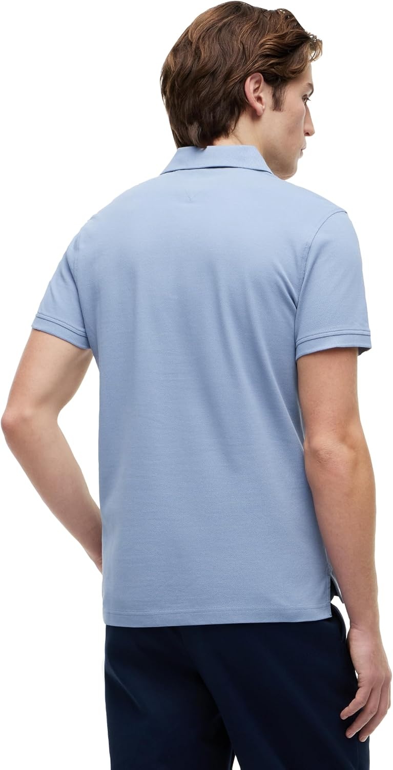 image:imageTommy Hilfiger Mens Short Sleeve Polo Shirts in Slim Fit with Stretch and Organic Pique CottonBrisk Blue
