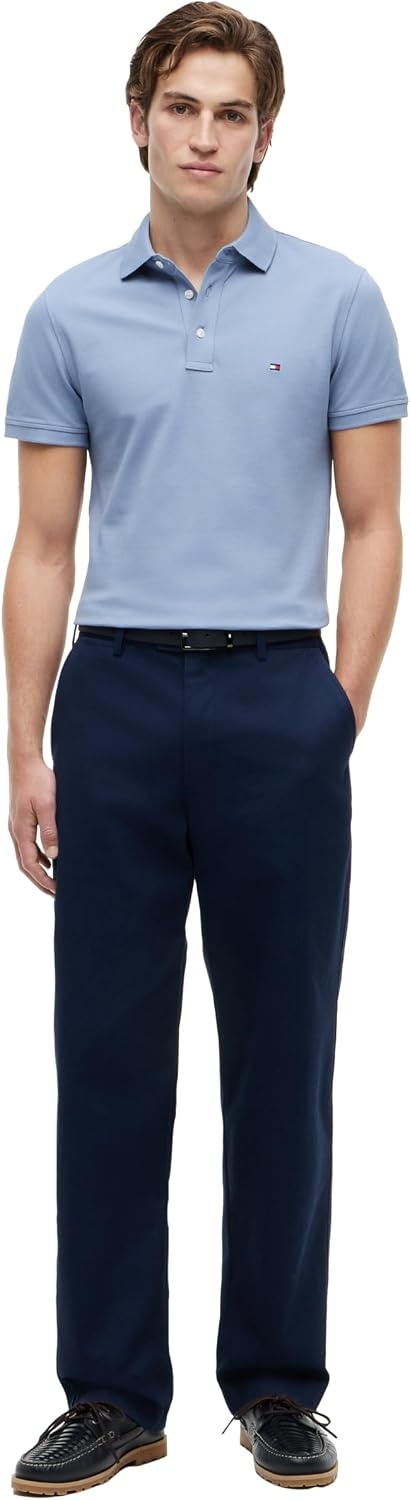 image:imageTommy Hilfiger Mens Short Sleeve Polo Shirts in Slim Fit with Stretch and Organic Pique CottonBrisk Blue