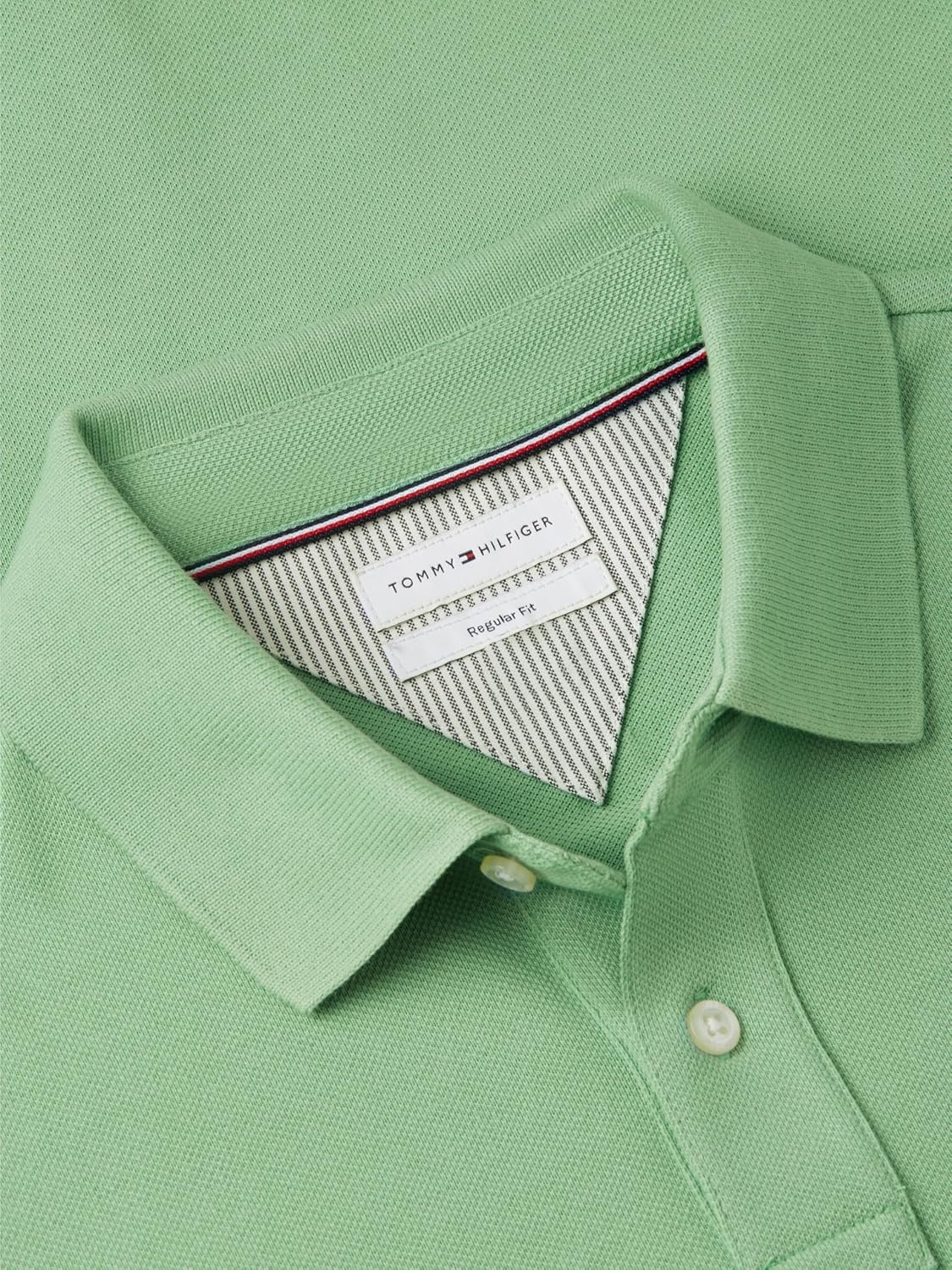image:imageTommy Hilfiger Mens Short Sleeve Polo Shirts in Slim Fit with Stretch and Organic Pique CottonCut Grass
