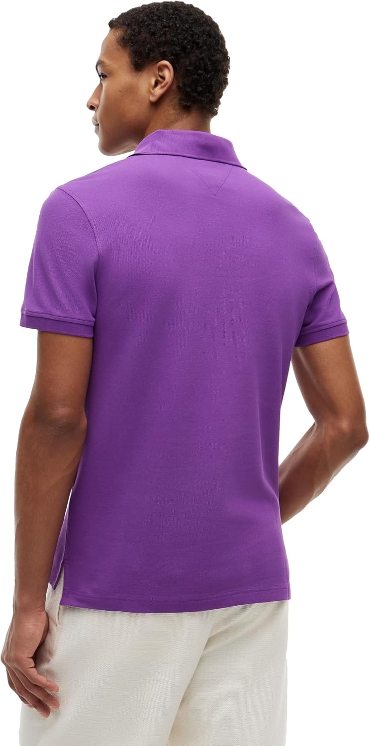 image:imageTommy Hilfiger Mens Short Sleeve Polo Shirts in Slim Fit with Stretch and Organic Pique CottonDazzling Purple