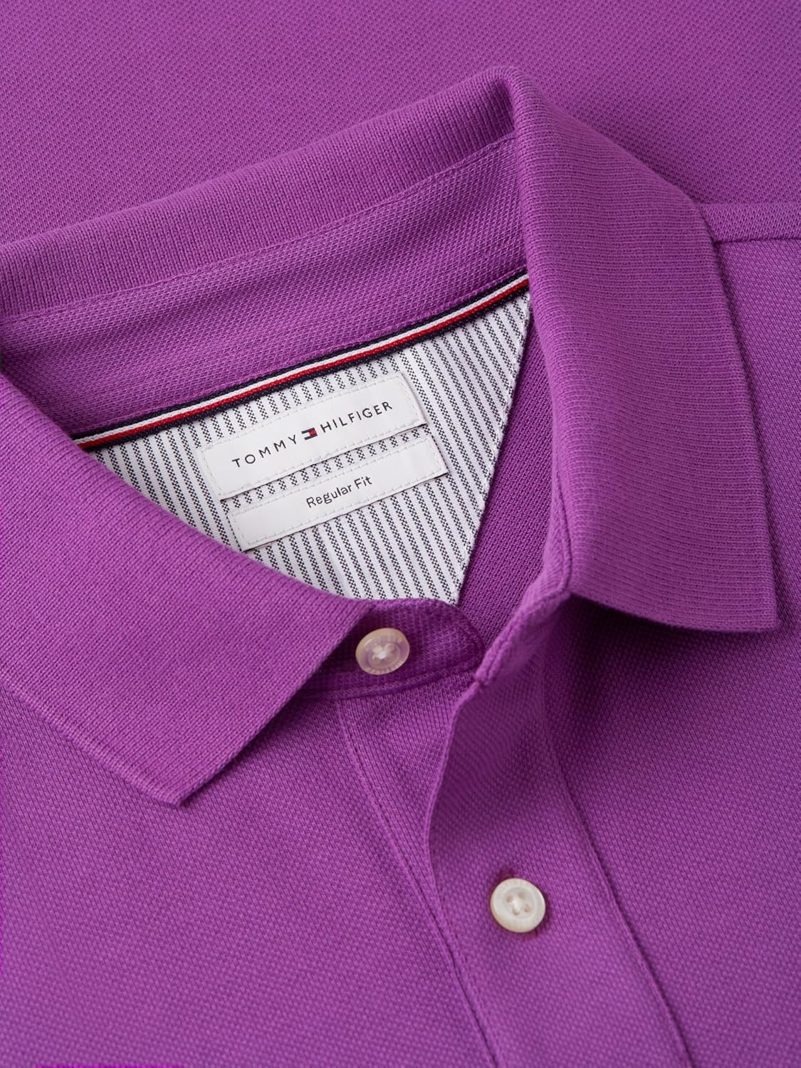 image:imageTommy Hilfiger Mens Short Sleeve Polo Shirts in Slim Fit with Stretch and Organic Pique CottonDazzling Purple