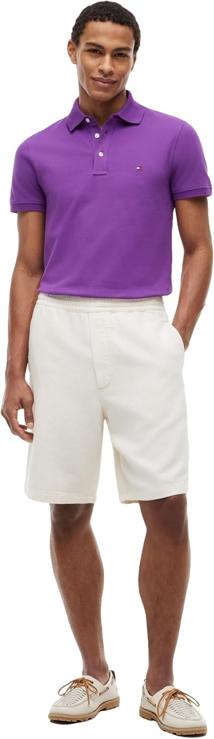image:imageTommy Hilfiger Mens Short Sleeve Polo Shirts in Slim Fit with Stretch and Organic Pique CottonDazzling Purple