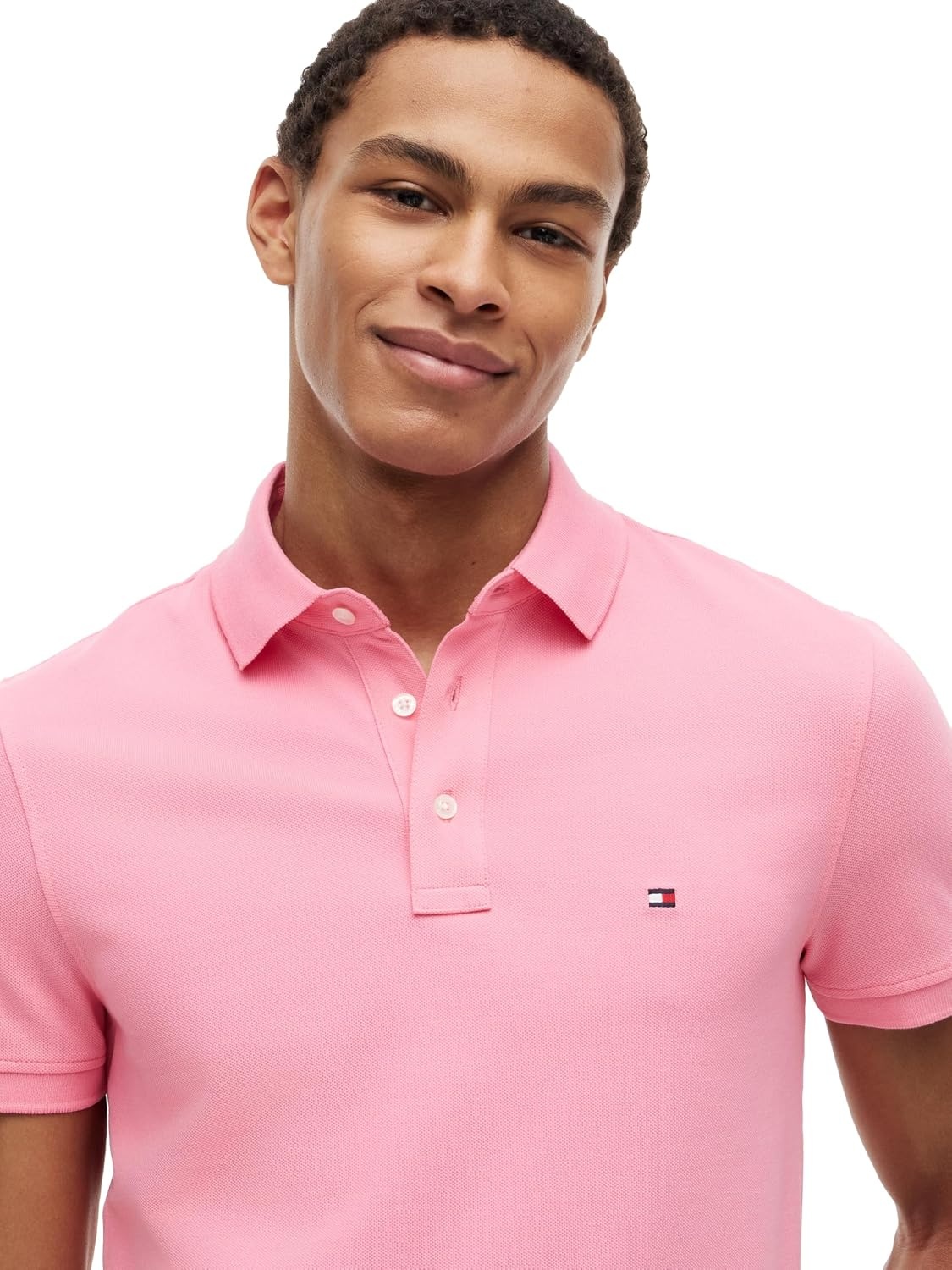 image:imageTommy Hilfiger Mens Short Sleeve Polo Shirts in Slim Fit with Stretch and Organic Pique CottonDoll Pink