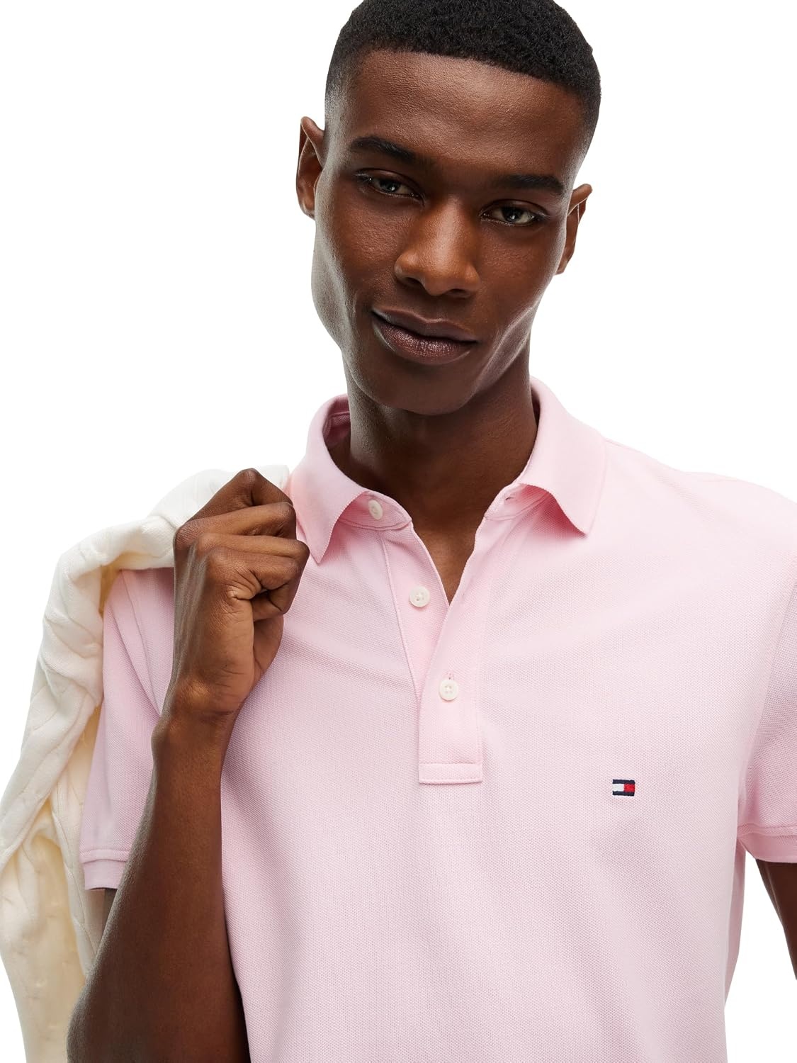 image:imageTommy Hilfiger Mens Short Sleeve Polo Shirts in Slim Fit with Stretch and Organic Pique CottonDuchess Pink
